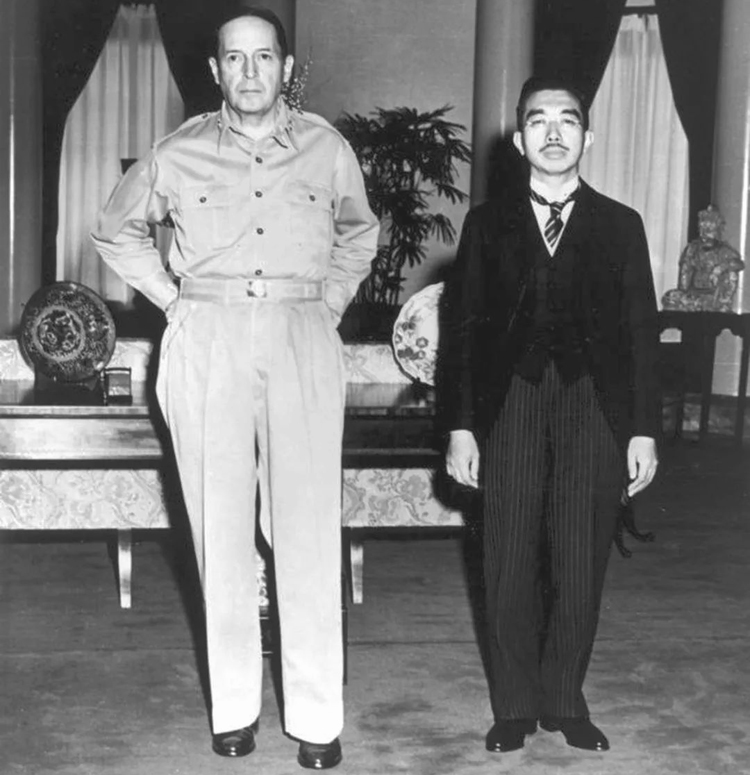 September 27, 1945 United States Army General Douglas MacArthur and Emperor Hirohito first ever meeting at the U.S. Embassy, Tokyo, Japan